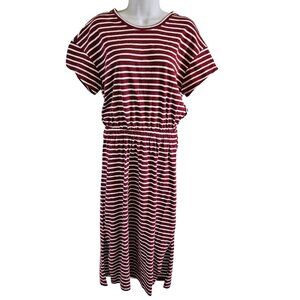 Old Navy Woman SZ M Striped Tee Shirt Dress Open Back Midi Length Casual Preppy
